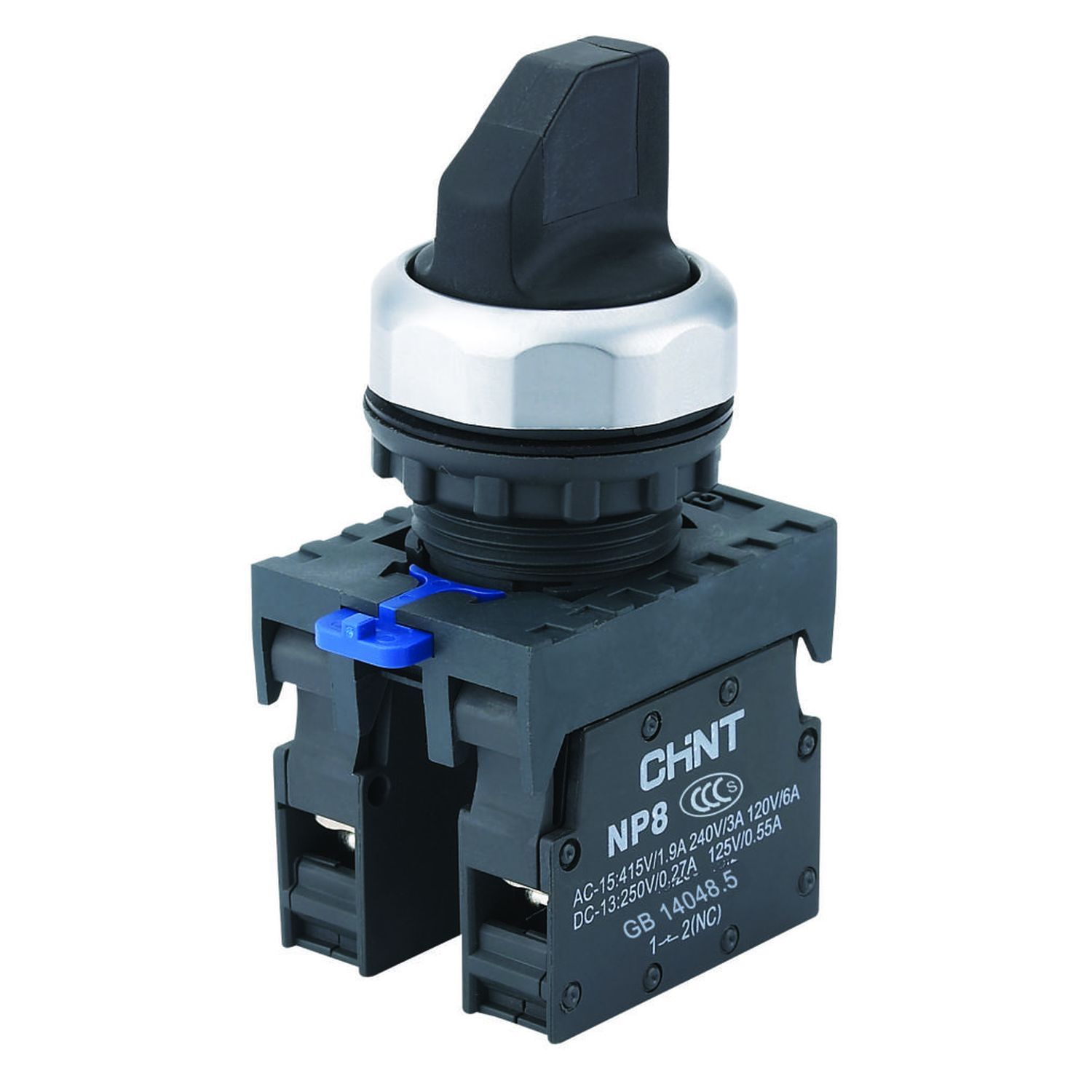 Переключатель с фиксацией NP8-10X/21 без подсветки , чёрный 1НО IP65 (R)
