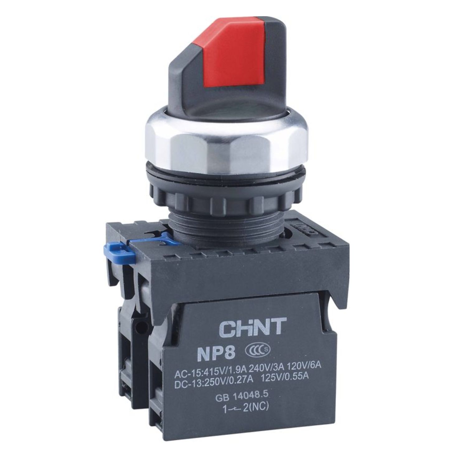 Переключатель без подсветки NP8-11X/21, 2 положения с фиксацией, красный 1НО+1НЗ IP65 (R)