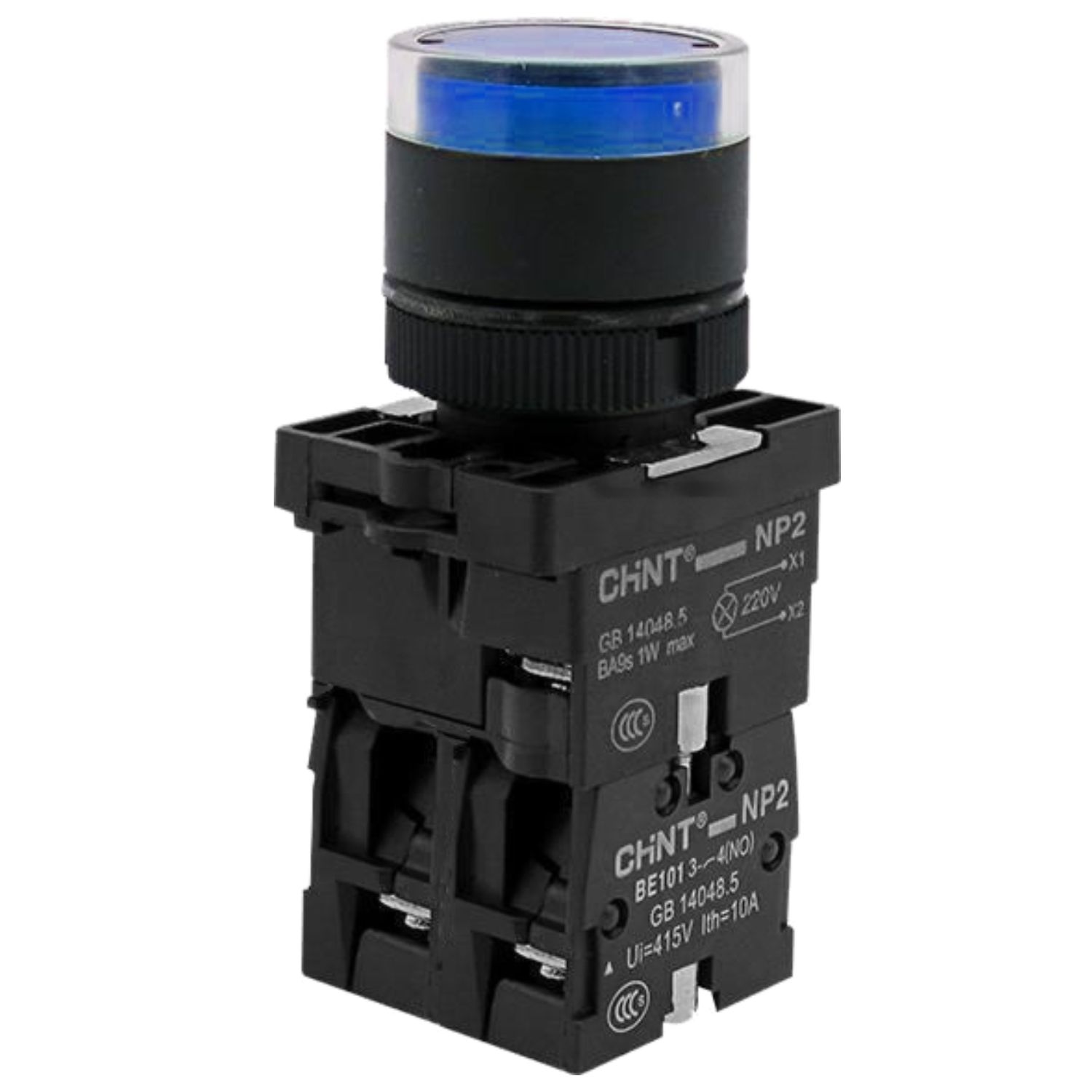 Кнопка управления NP2-EW3665 1НО+1НЗ синяя AC/DC230В(LED) IP40