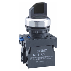 Переключатель без подсветки NP8-11X/21, 2 положения с фиксацией, чёрный 1НО+1НЗ IP65 (R)