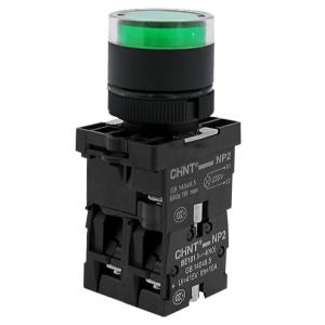 Кнопка управления NP2-EW3365 1НО+1НЗ зеленая AC/DC230В(LED) IP40